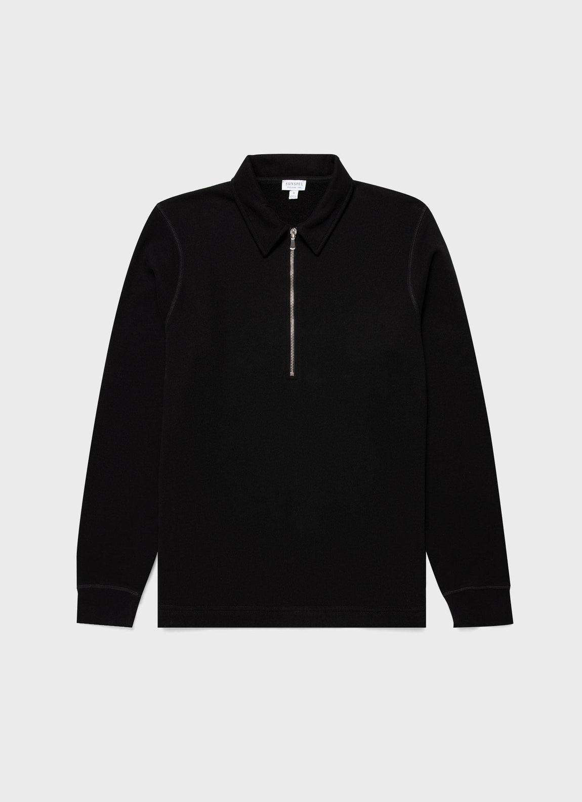 Men's Zip Polo Loopback Sweatshirt in Black