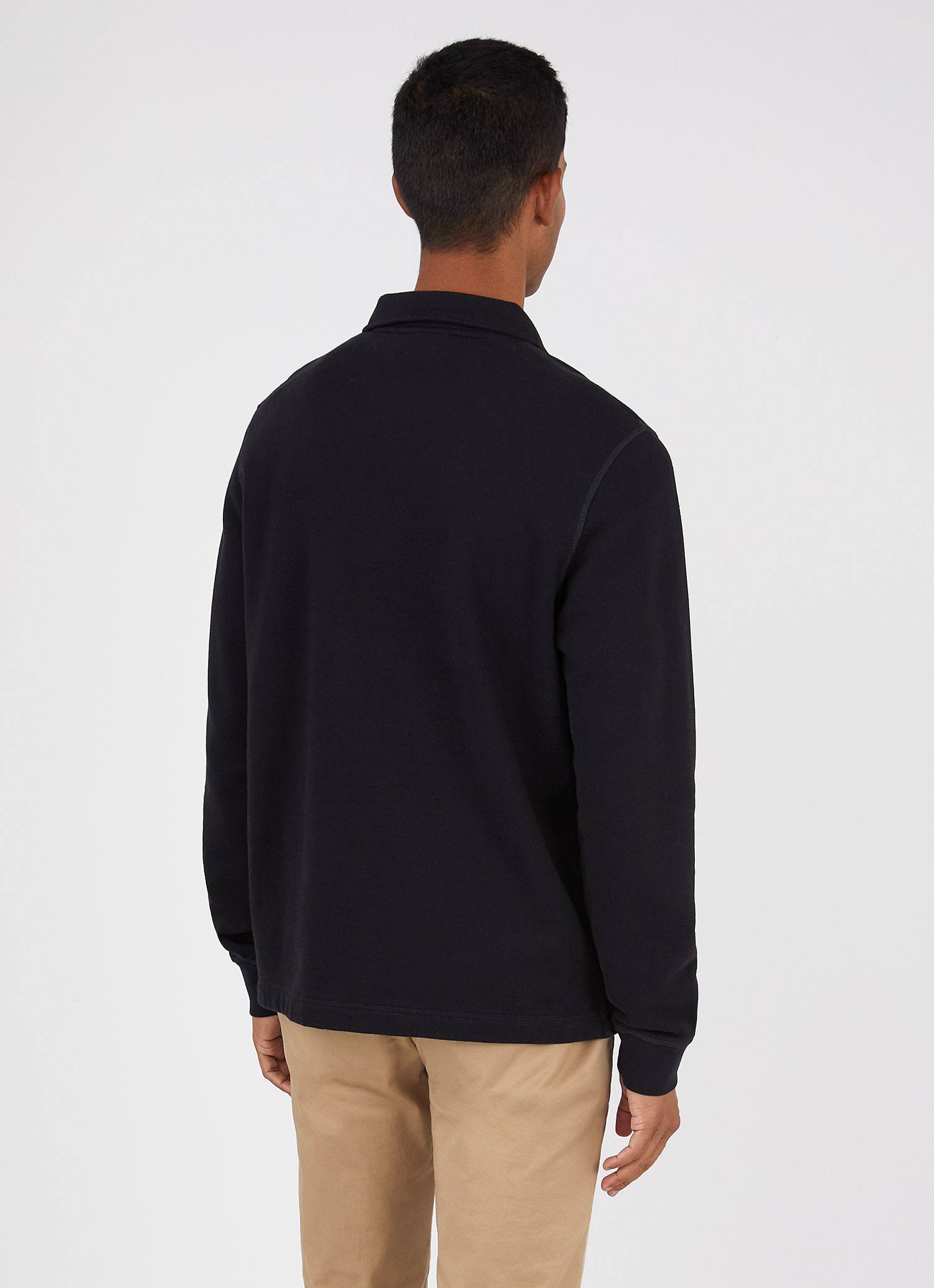 Men's Zip Polo Loopback Sweatshirt in Black