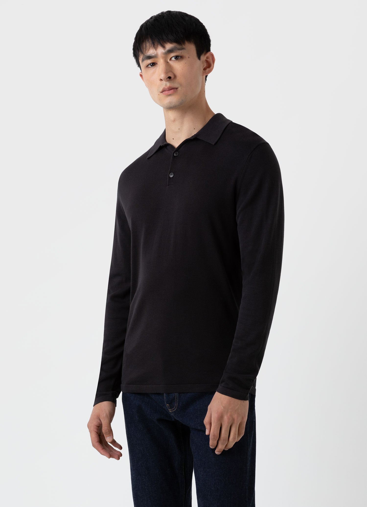 Black cotton polo shirt online