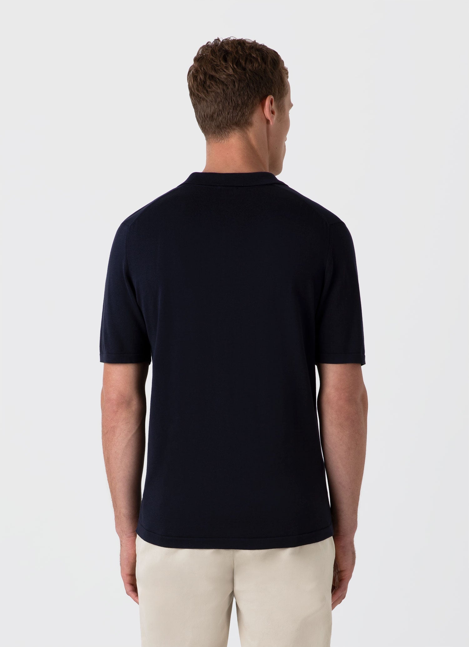 Men's Sea Island Cotton Polo Shirt in Light Navy