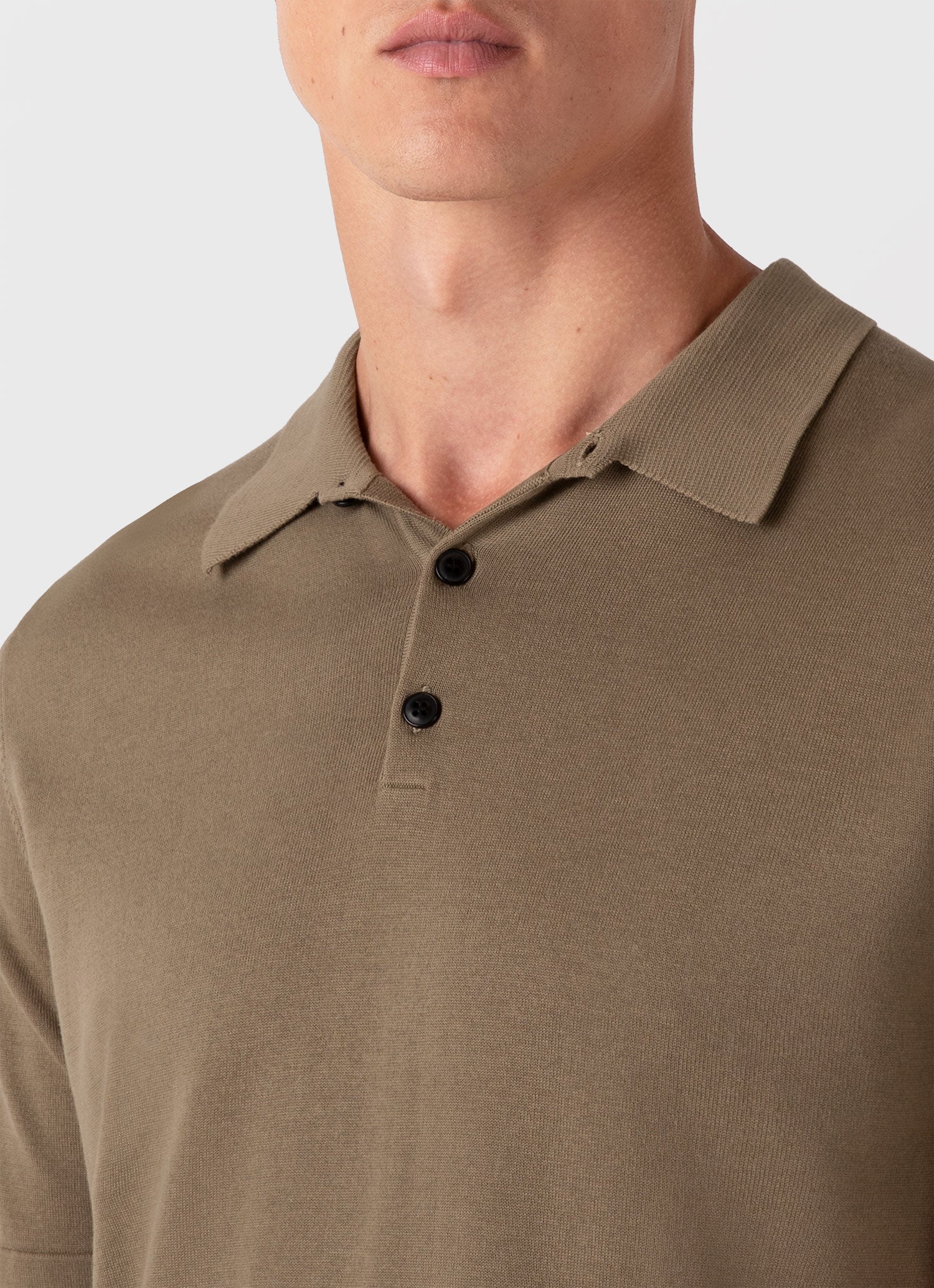 Men's Sea Island Cotton Polo Shirt in Dark Stone