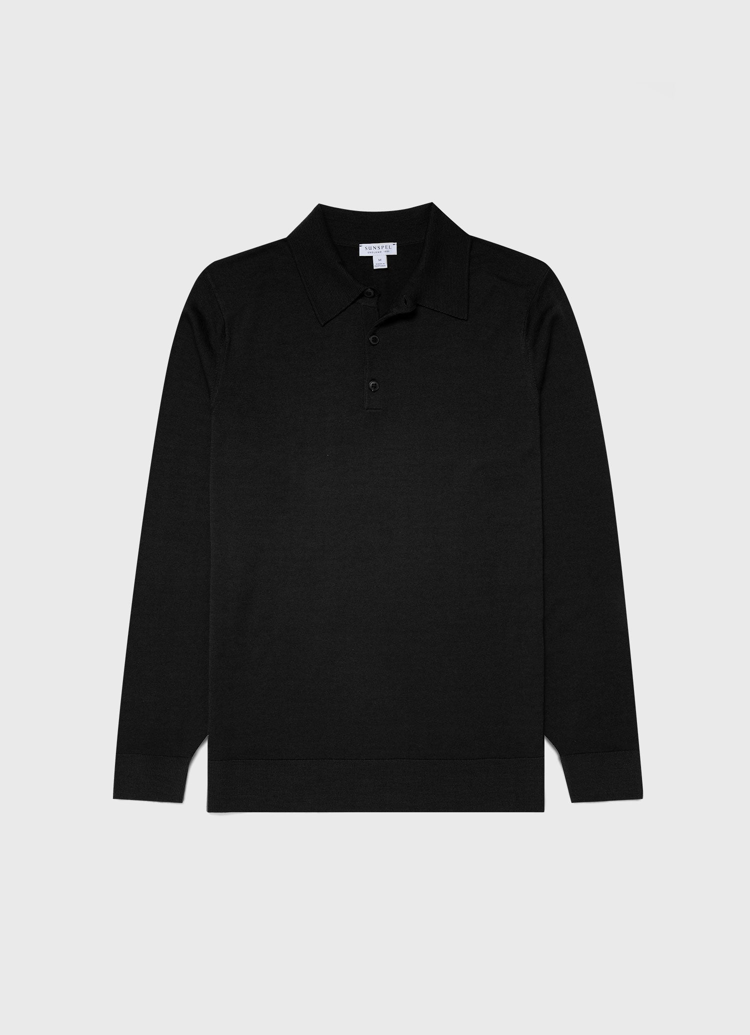 Men's Extra-Fine Merino Polo Shirt in Black