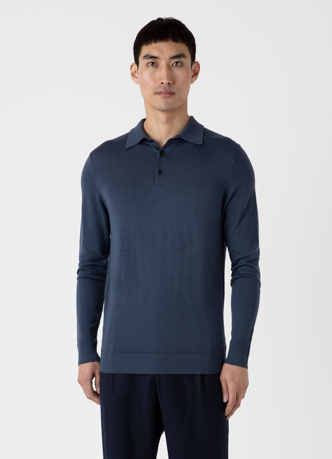 Men's Extra-Fine Merino Polo Shirt in Slate Blue