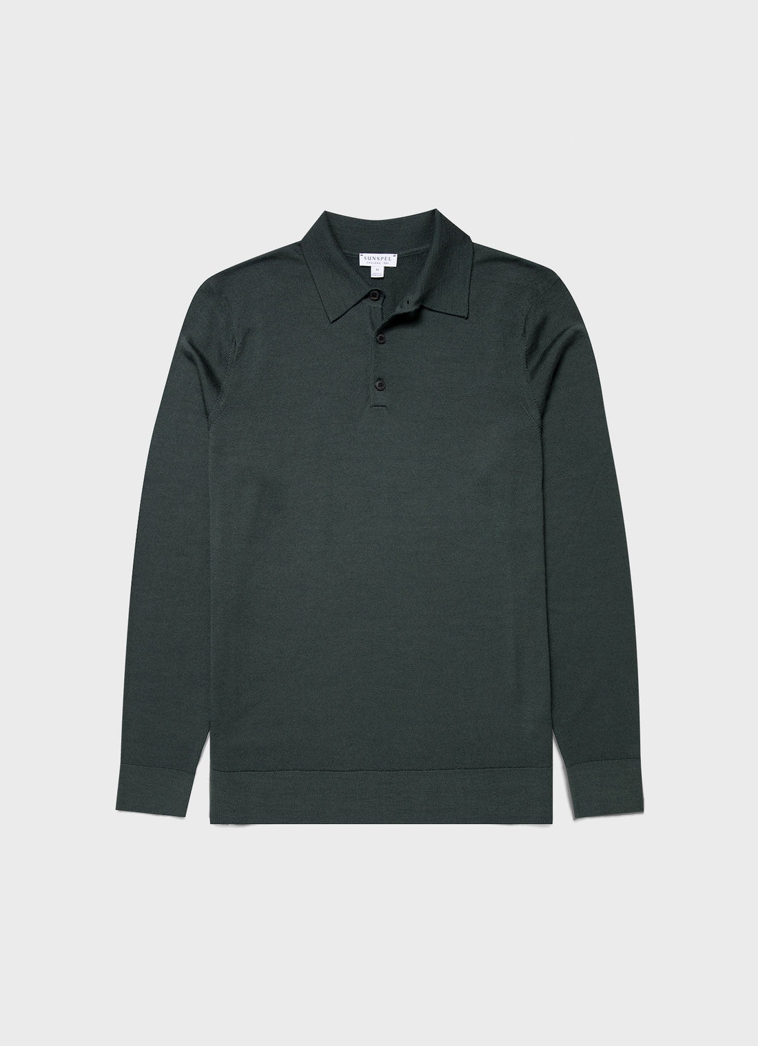 Men's Extra-Fine Merino Polo Shirt in Drill Green