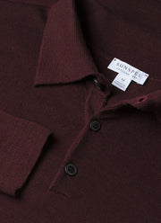 Men's Extra-Fine Merino Polo Shirt in Port