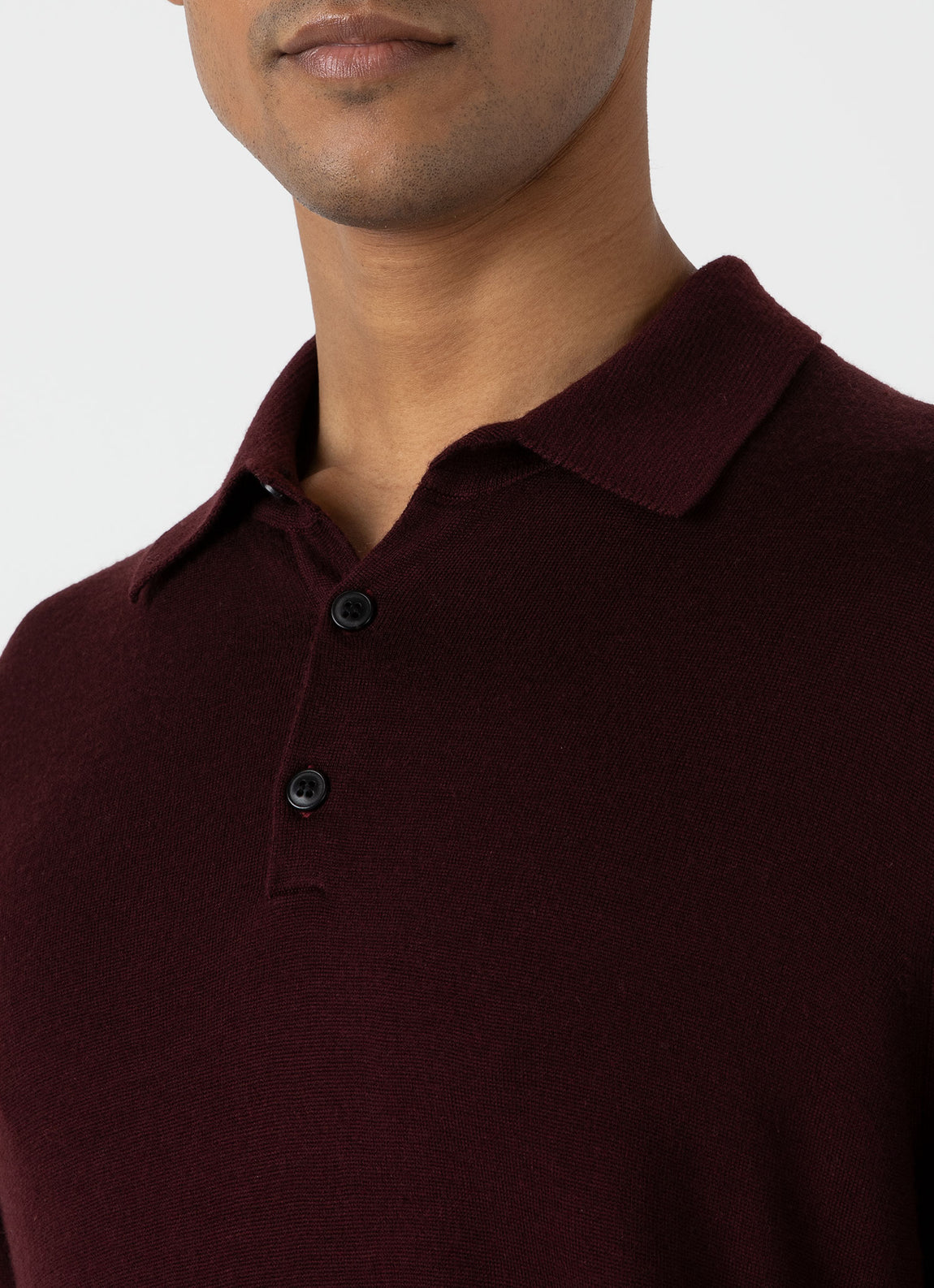 Men's Extra-Fine Merino Polo Shirt in Port