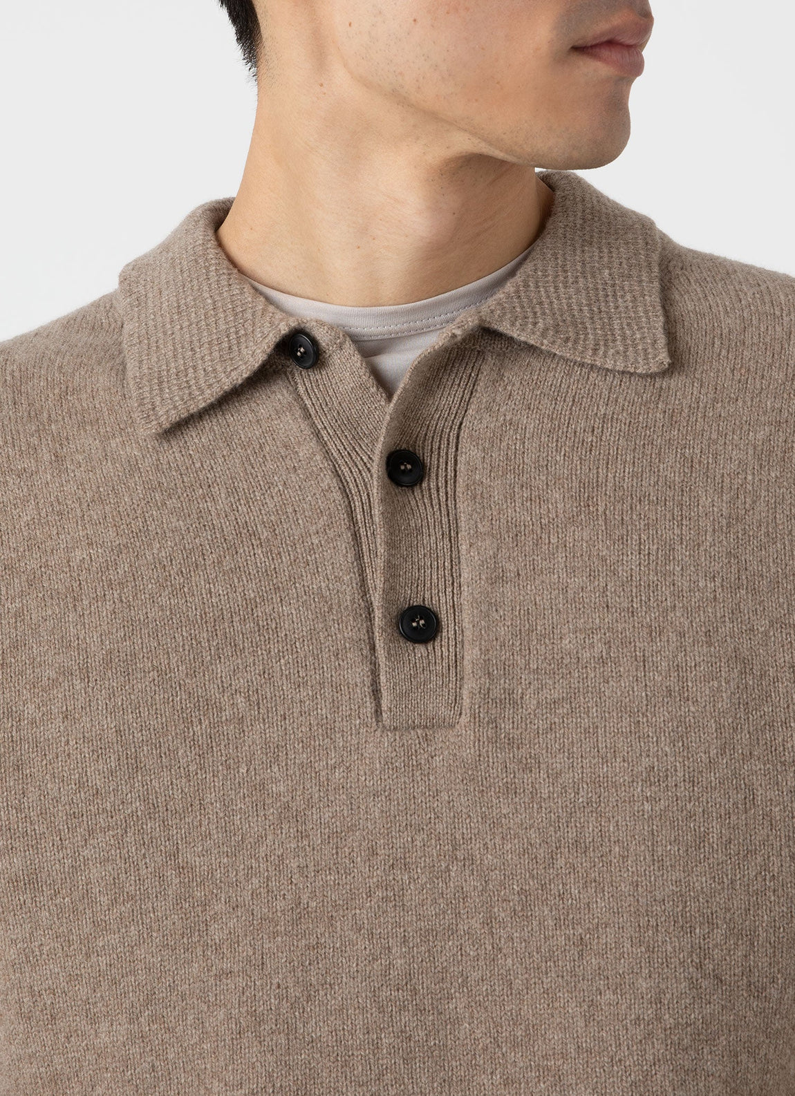 Men's Lambswool Polo Shirt in Sandstone