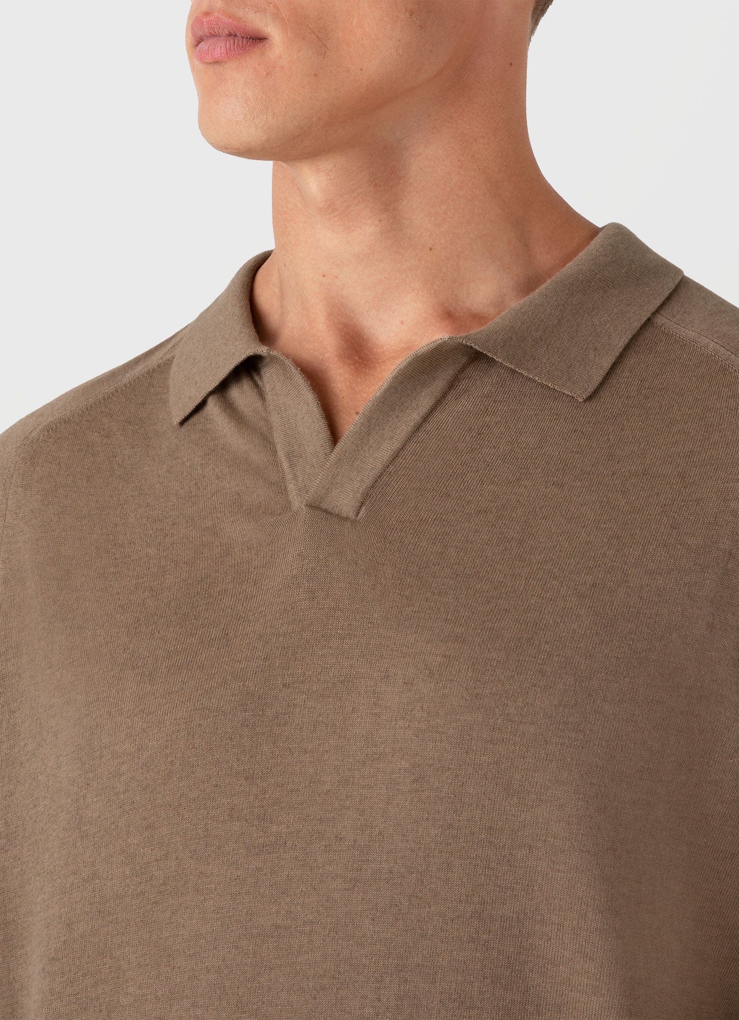 Men's Sea Island Cashmere Polo Shirt in Oat