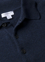 Men's Cashmere Polo Shirt in Navy Melange