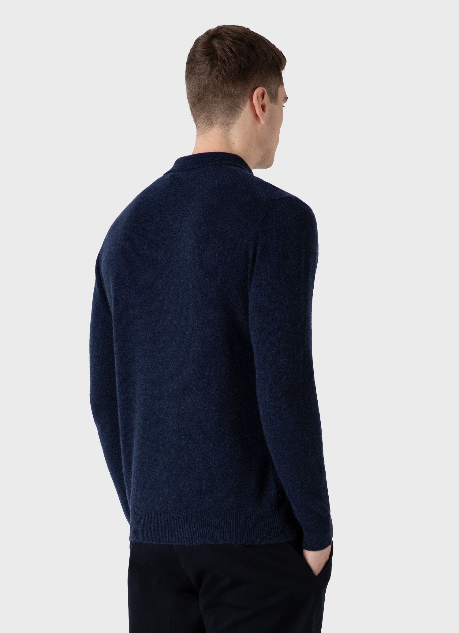 Men's Cashmere Polo Shirt in Navy Melange