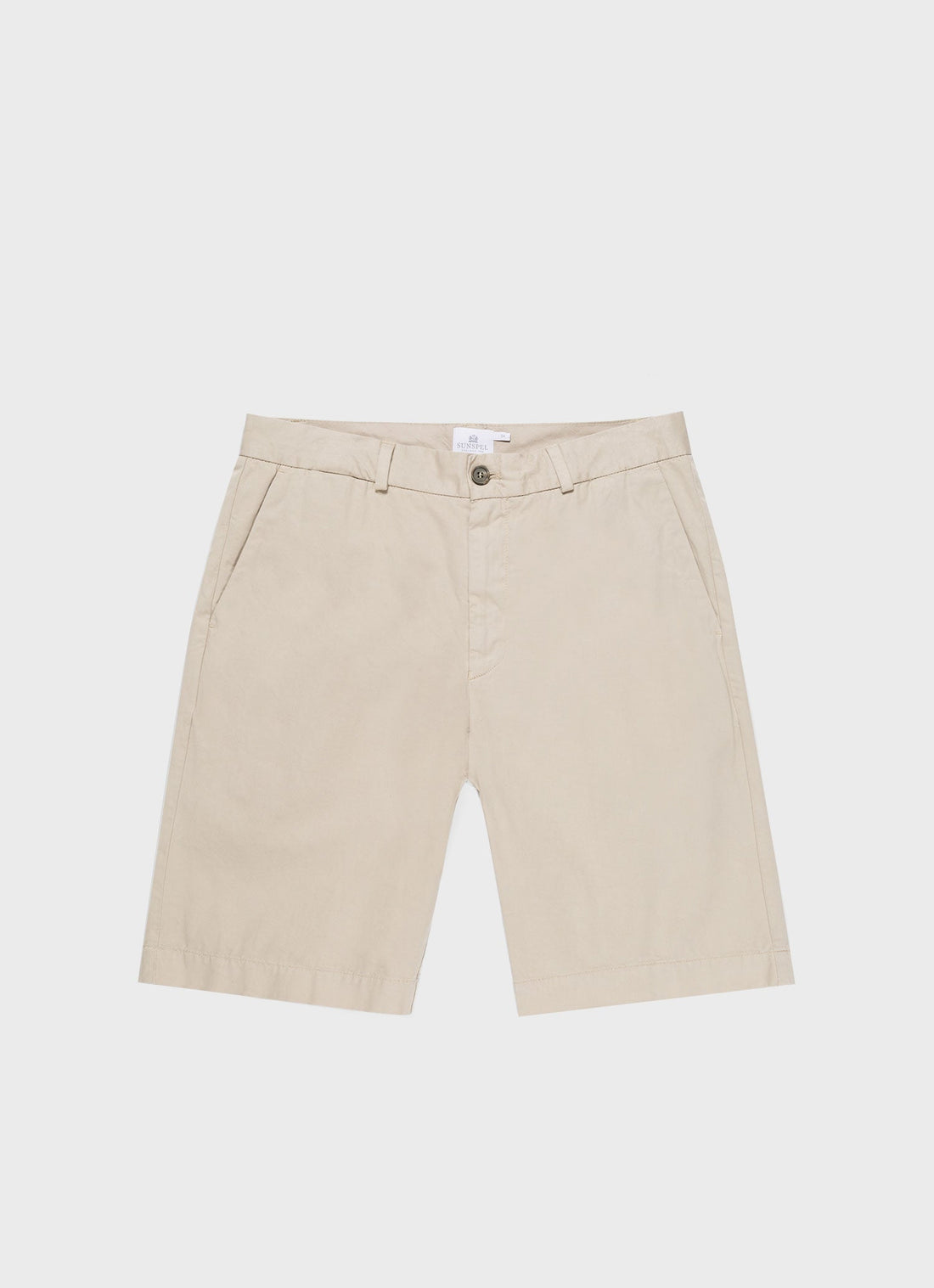 Men's Stretch Cotton Twill Chino Shorts in Light Stone