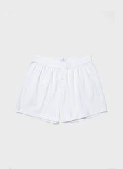 Men's Cellular Cotton One-Button Boxer Shorts in White