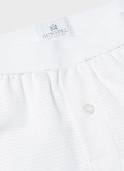 Men's Cellular Cotton One-Button Boxer Shorts in White