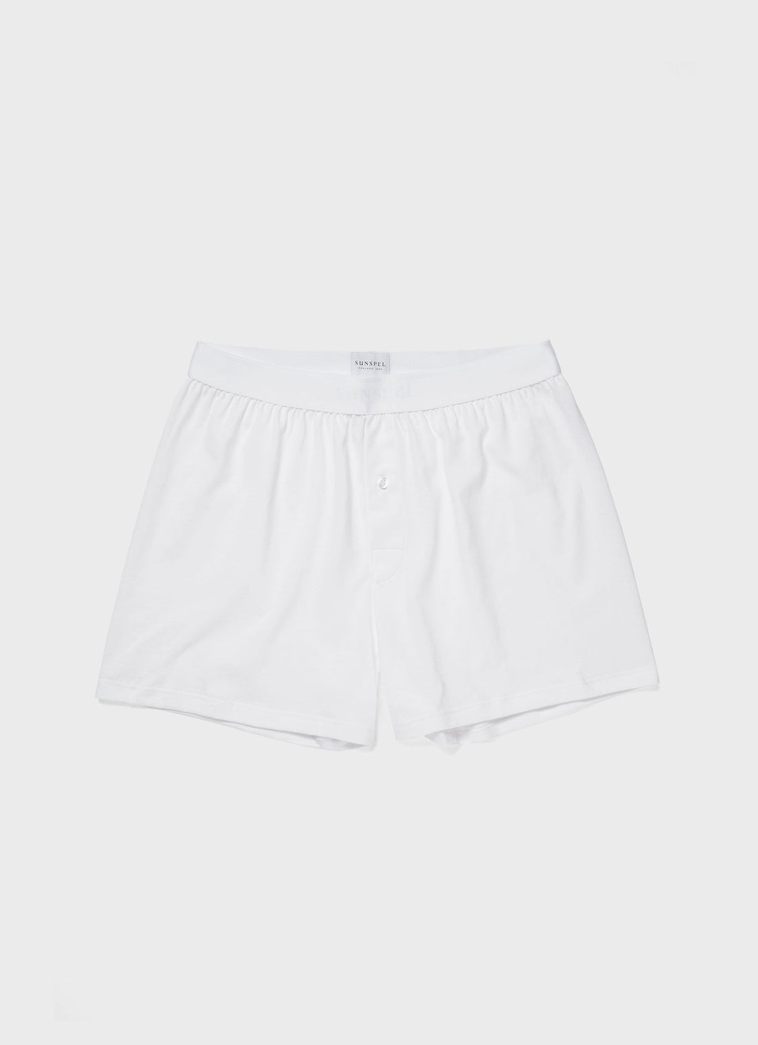 Men's Superfine Cotton One-Button Boxer Shorts in White