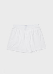 Men's Superfine Cotton One-Button Boxer Shorts in White