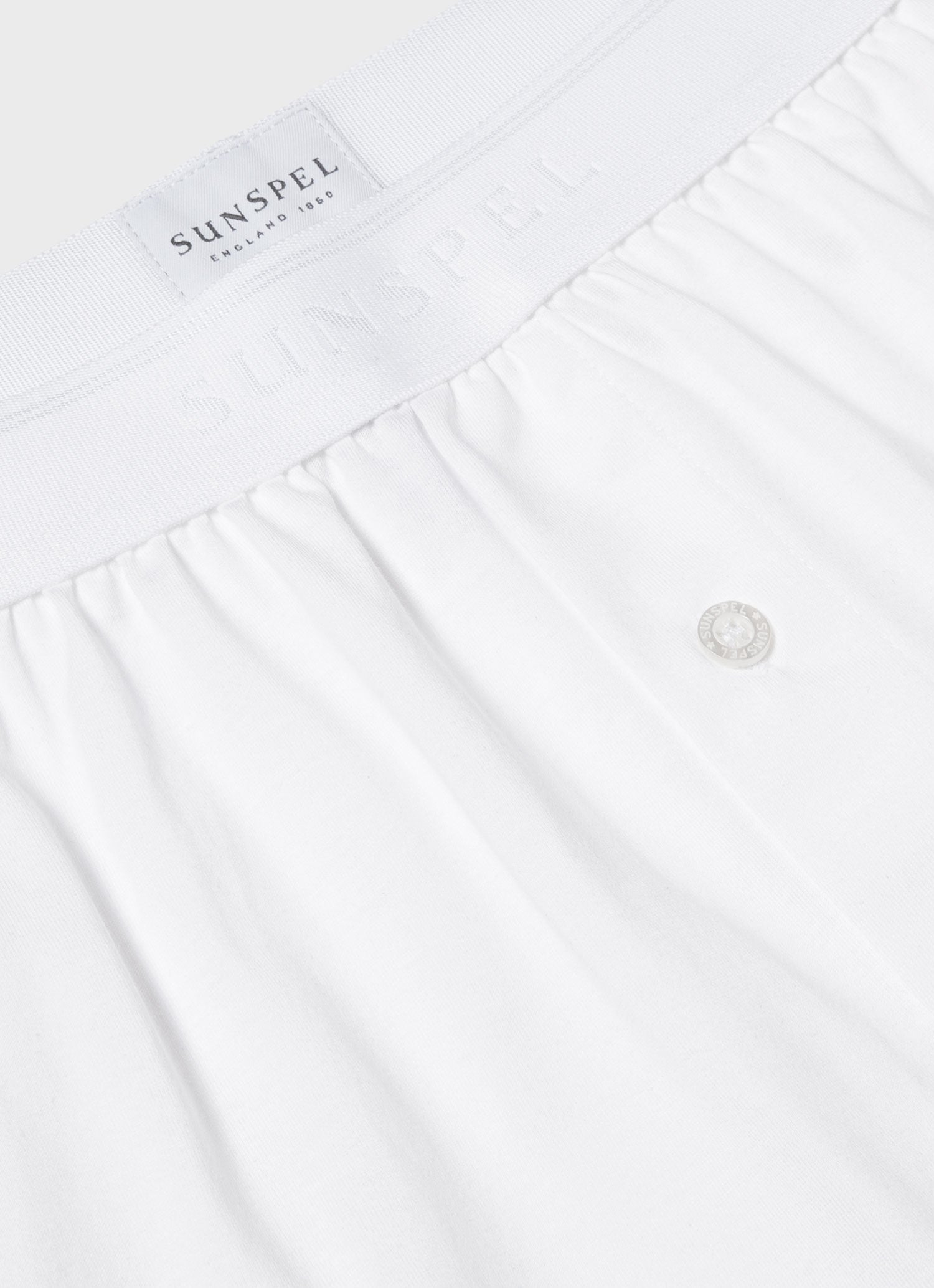 Men's Superfine Cotton One-Button Boxer Shorts in White