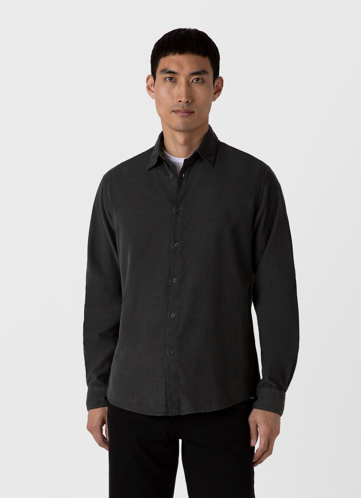 Men's Fine Cord Shirt in Drill Green