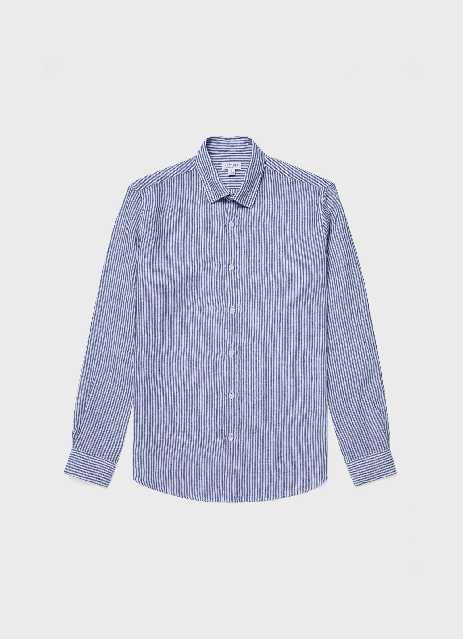 Men's Linen Shirt in Navy/White