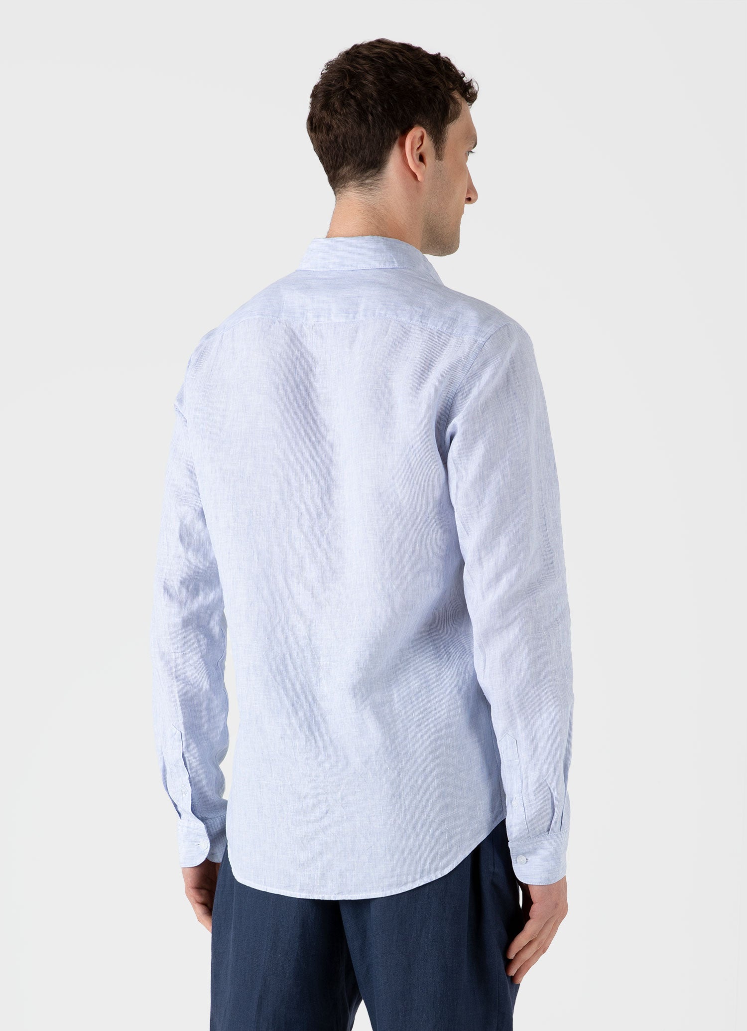 Men's Linen Shirt in Blue/White