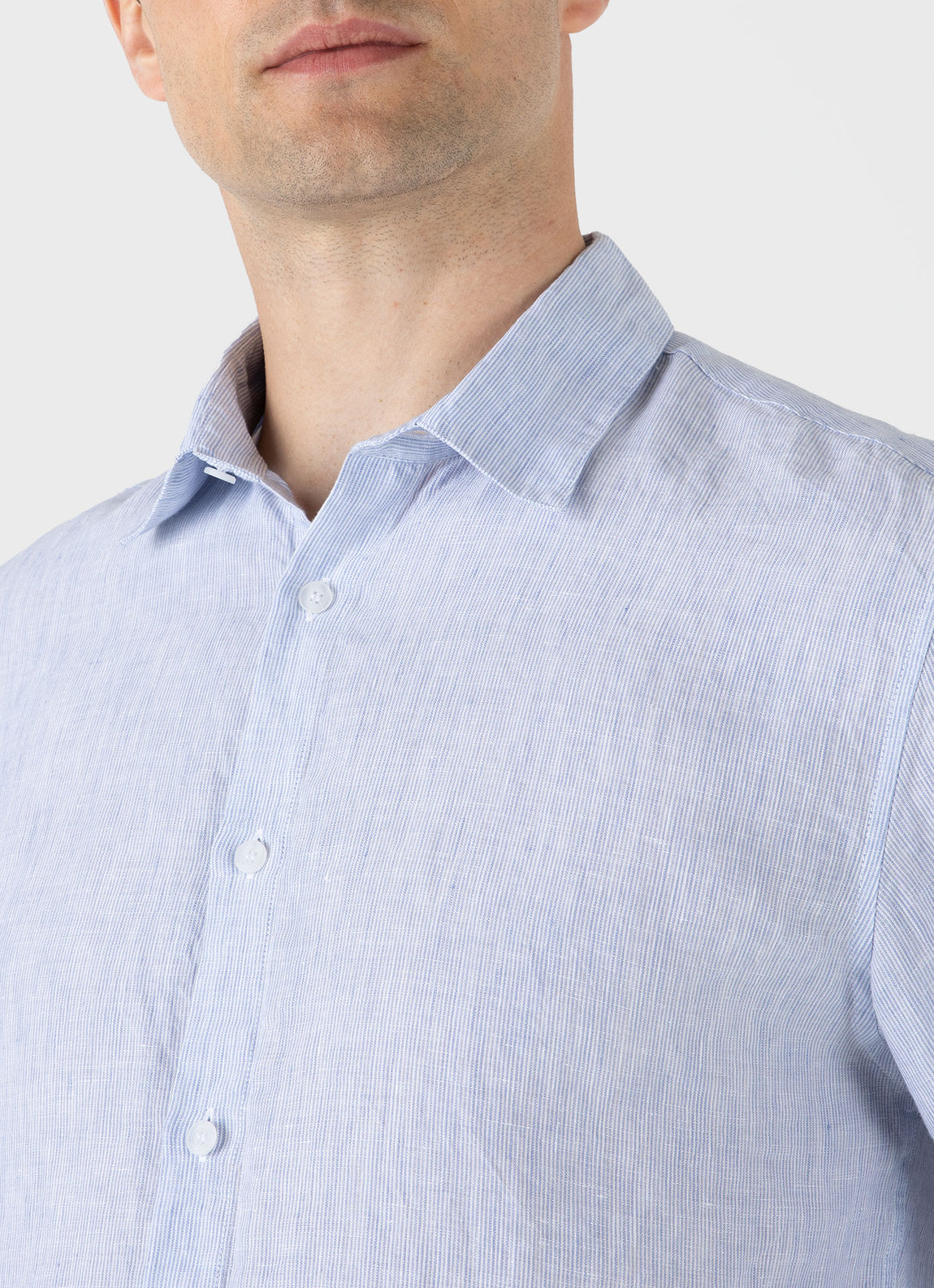 Men's Linen Shirt in Blue/White