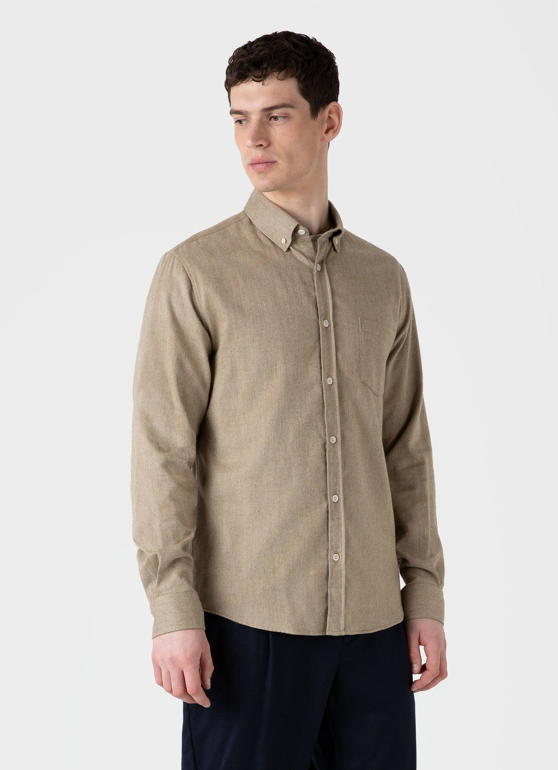 Men's Button Down Flannel Shirt in Sandstone