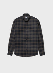 Men's Button Down Flannel Shirt in Sandstone Check