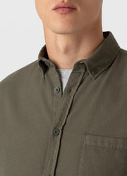 Men's Button Down Flannel Shirt in Khaki