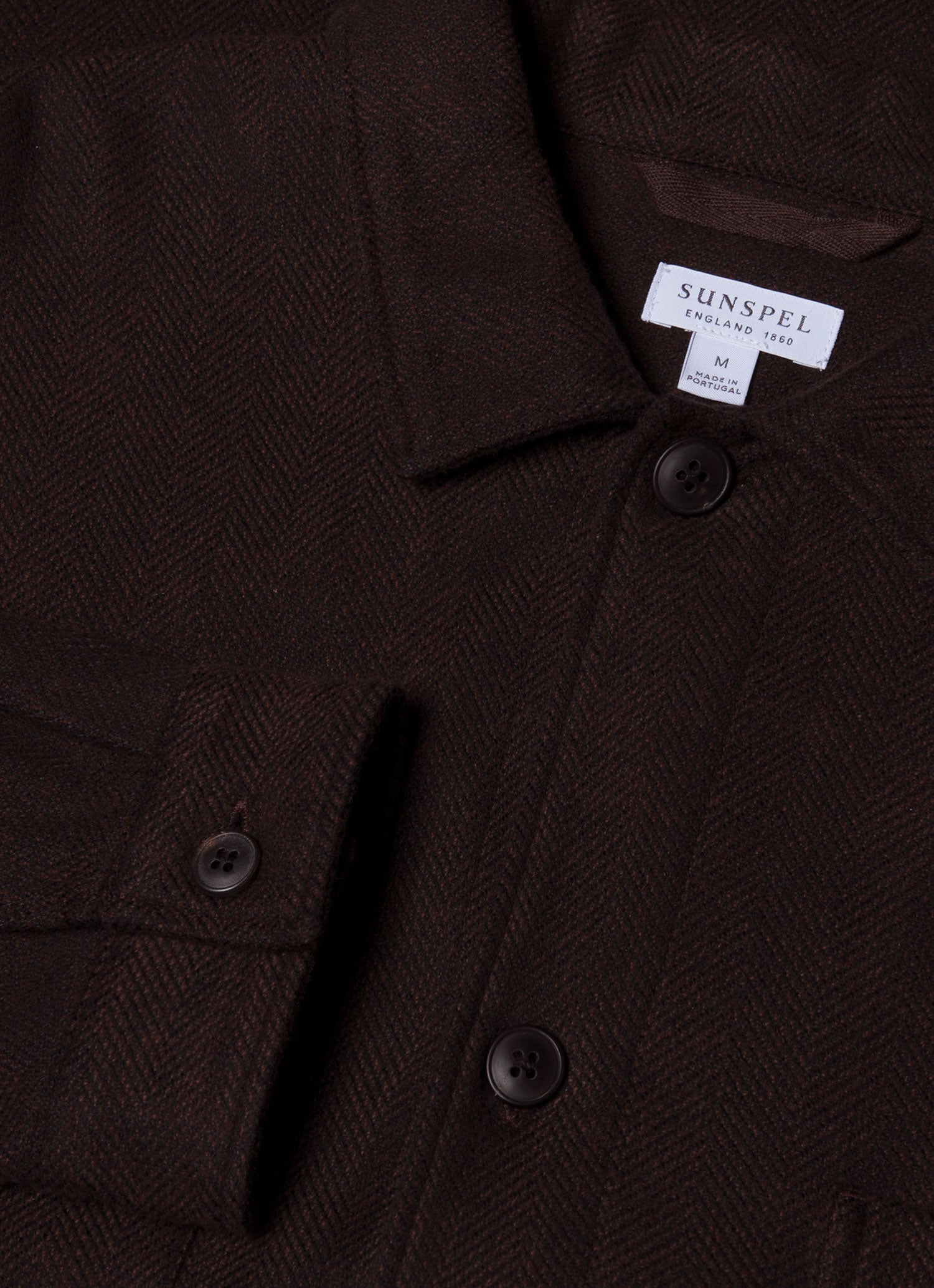 Men's Herringbone Overshirt in Cocoa Brown