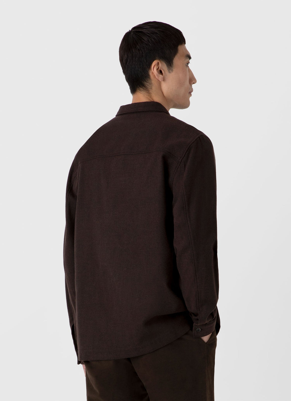 Men's Herringbone Overshirt in Cocoa Brown