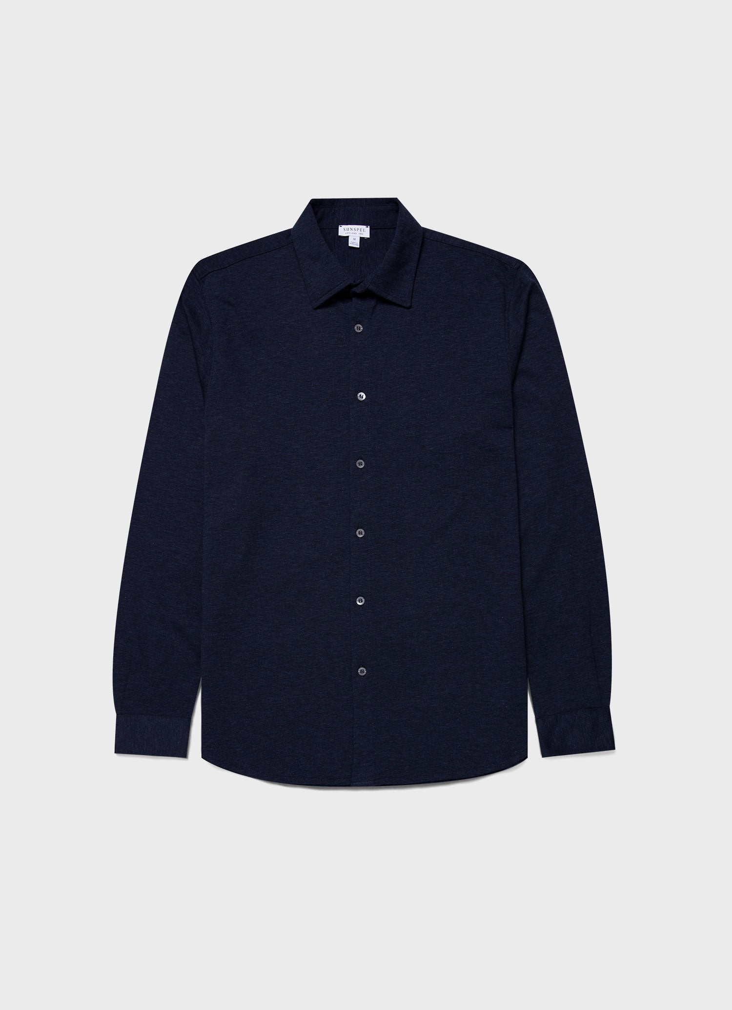 Men's Cotton Cashmere Piqué Shirt in Navy Melange