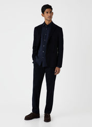 Men's Cotton Cashmere Piqué Shirt in Navy Melange