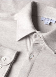 Men's Cotton Cashmere Piqué Shirt in Putty Melange