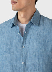 Men's Linen Shirt in Como Blue