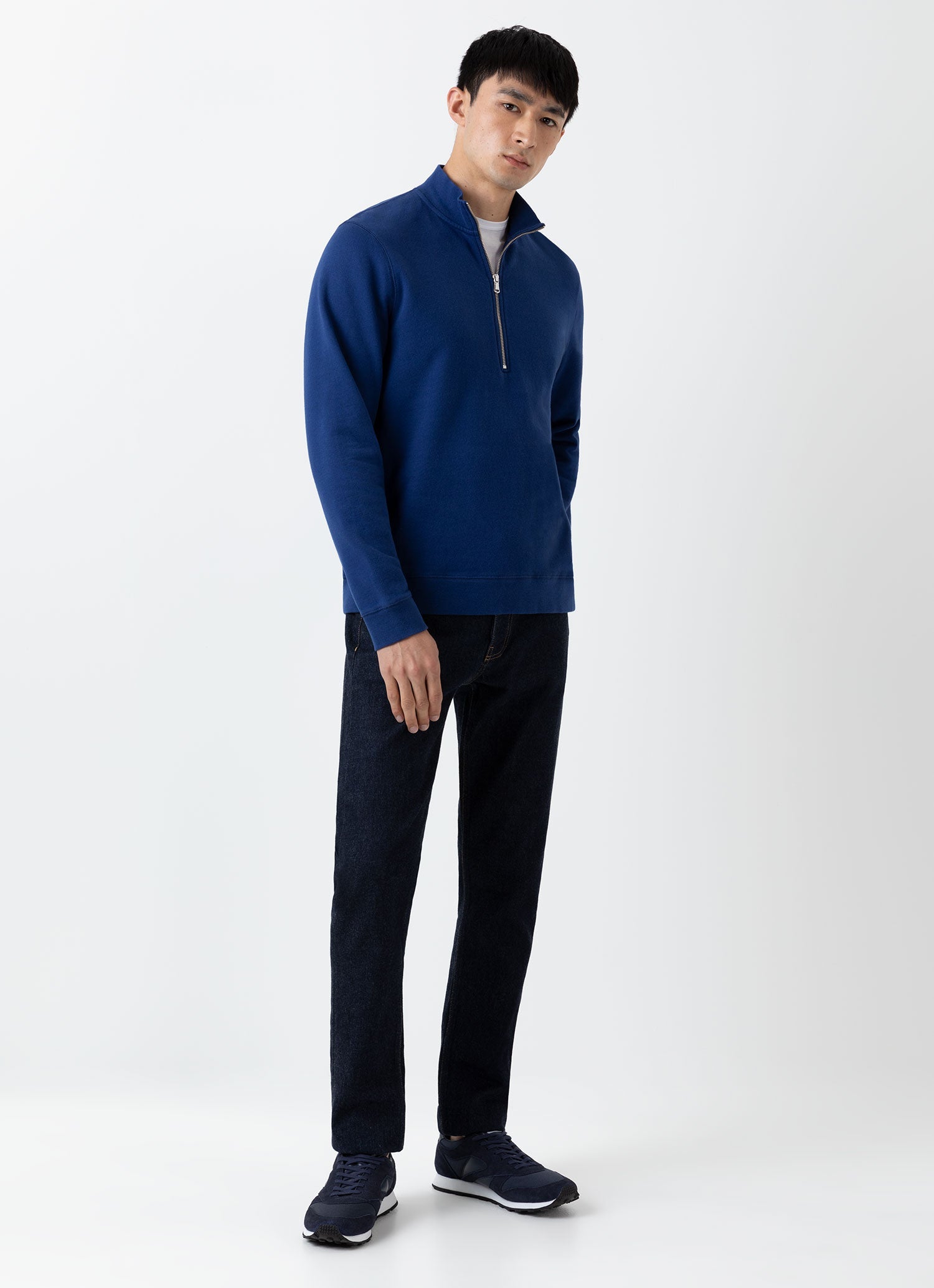 Men's Half Zip Loopback Sweatshirt in Space Blue