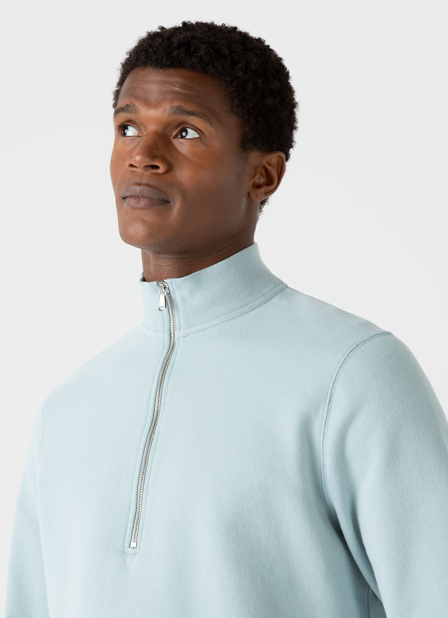 Men's Half Zip Loopback Sweatshirt in Blue Sage