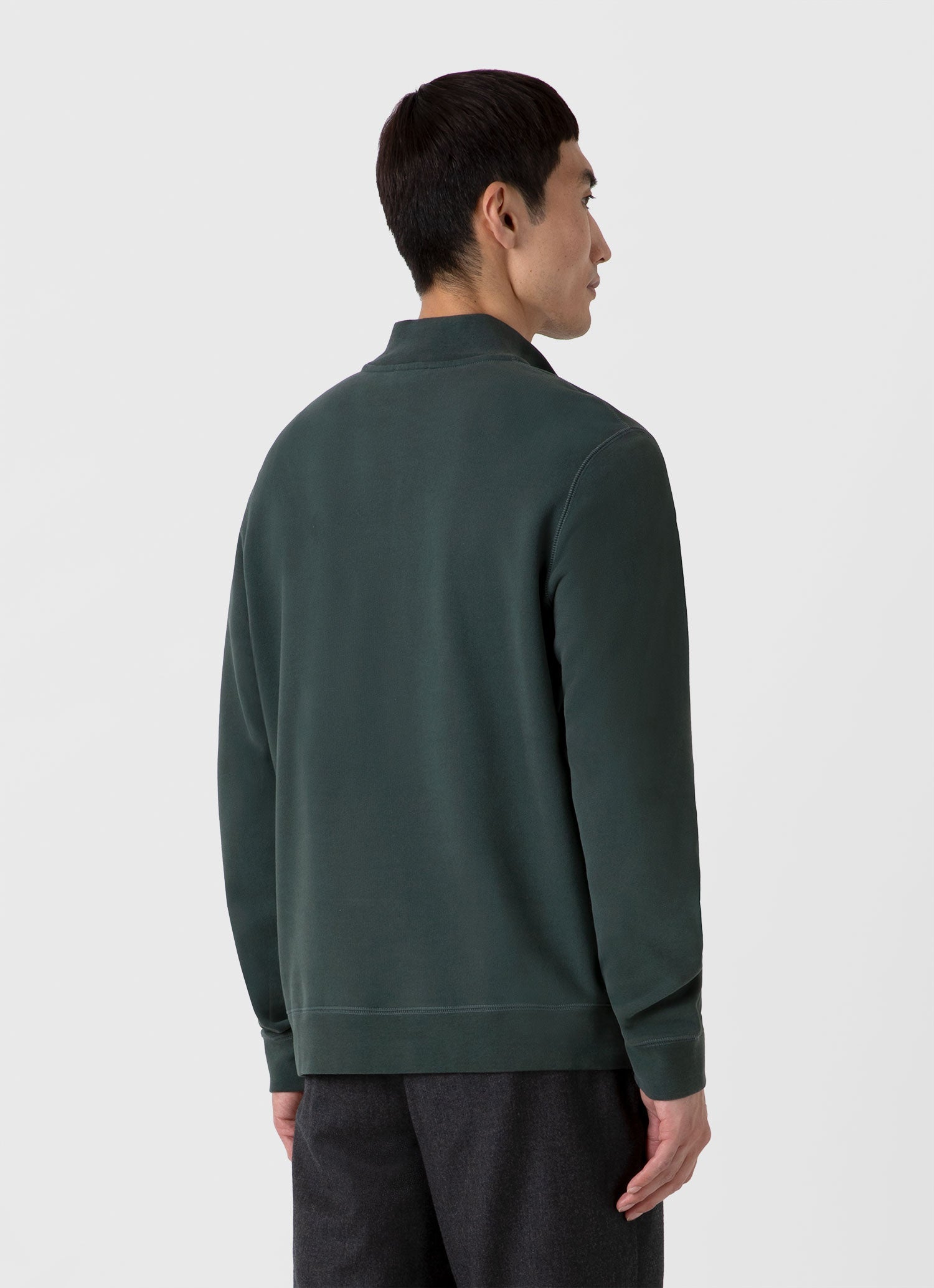 Men's Half Zip Loopback Sweatshirt in Holly Green