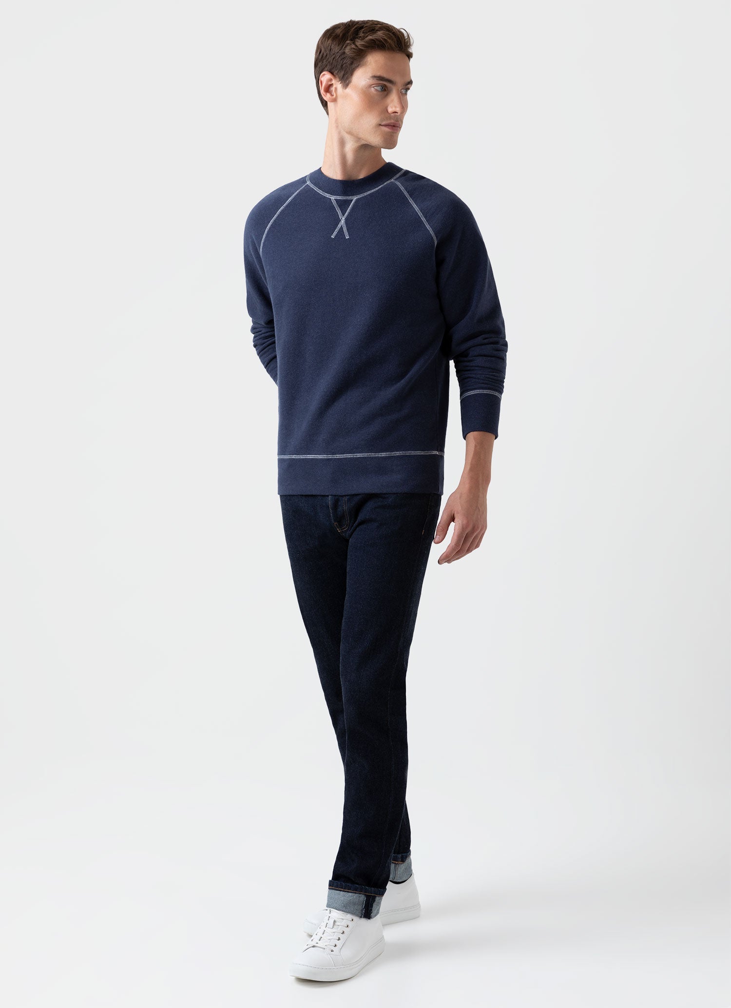 Men's Fleeceback Sweatshirt in Navy Melange