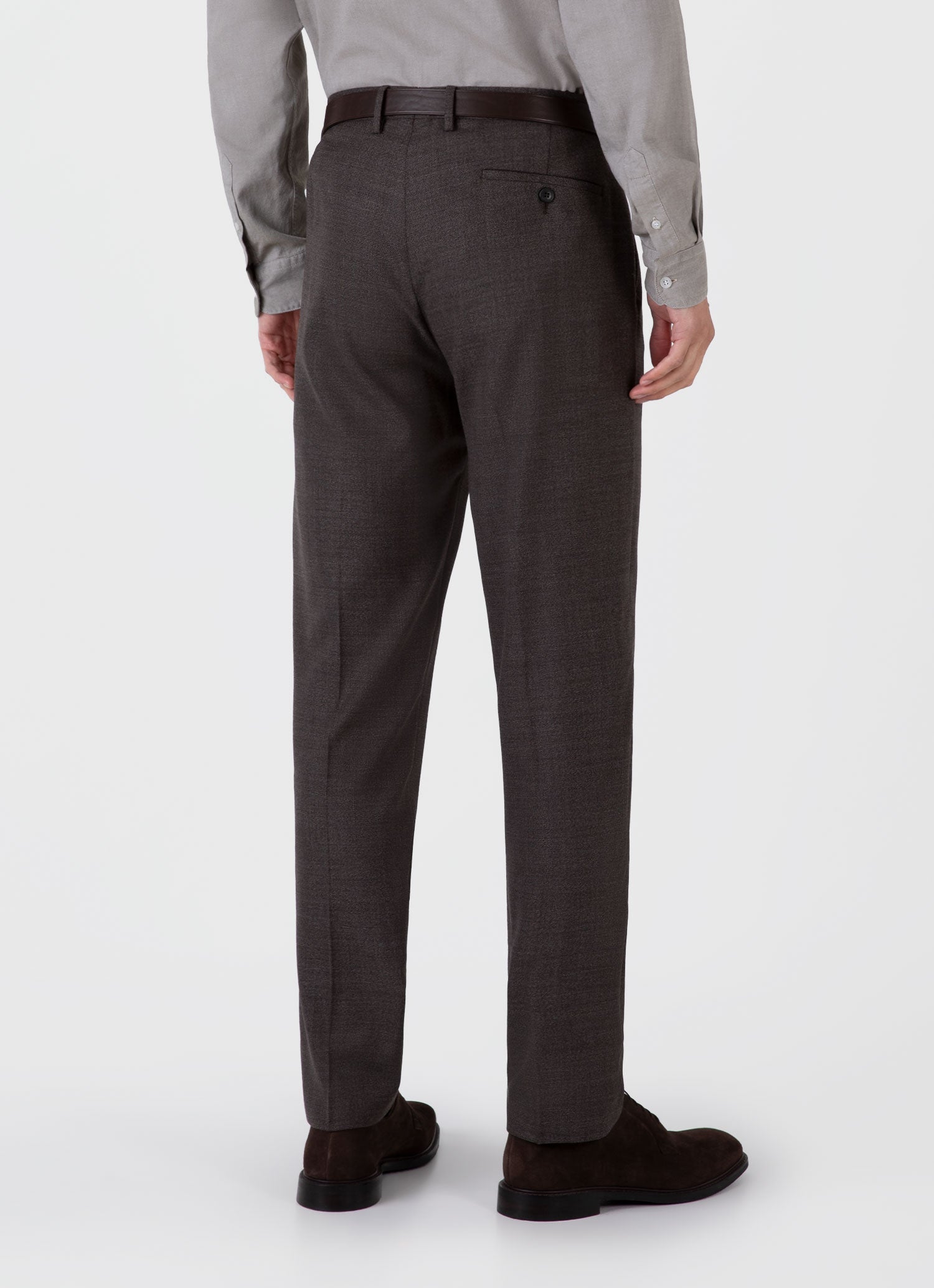 Men's Lightweight Travel Wool Trouser in Light Coffee Melange