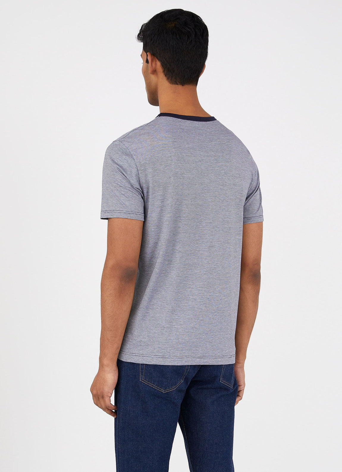 Men's Classic T-shirt in Navy/White Narrow Stripe