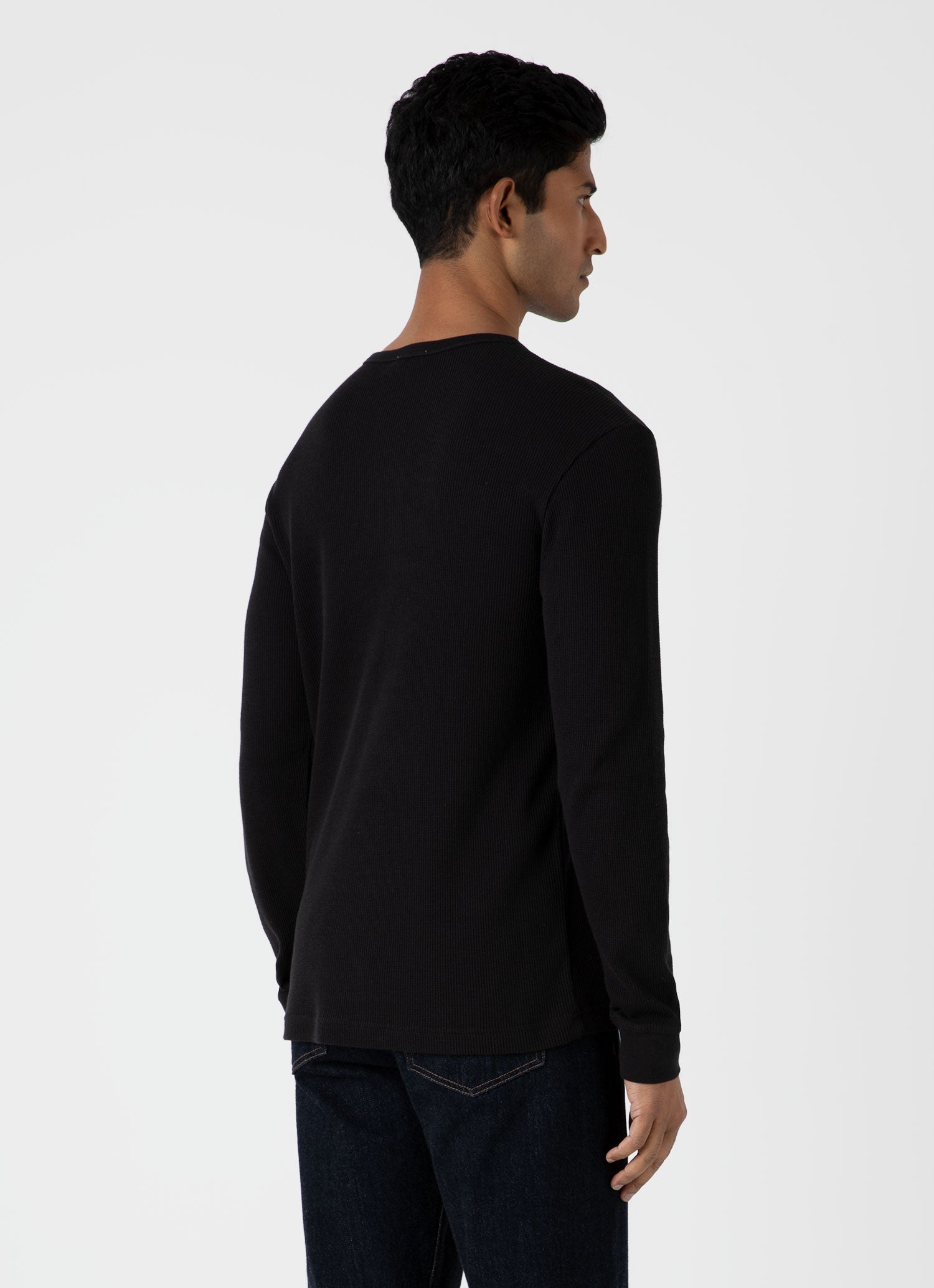 Men's Long Sleeve Waffle T-shirt in Black