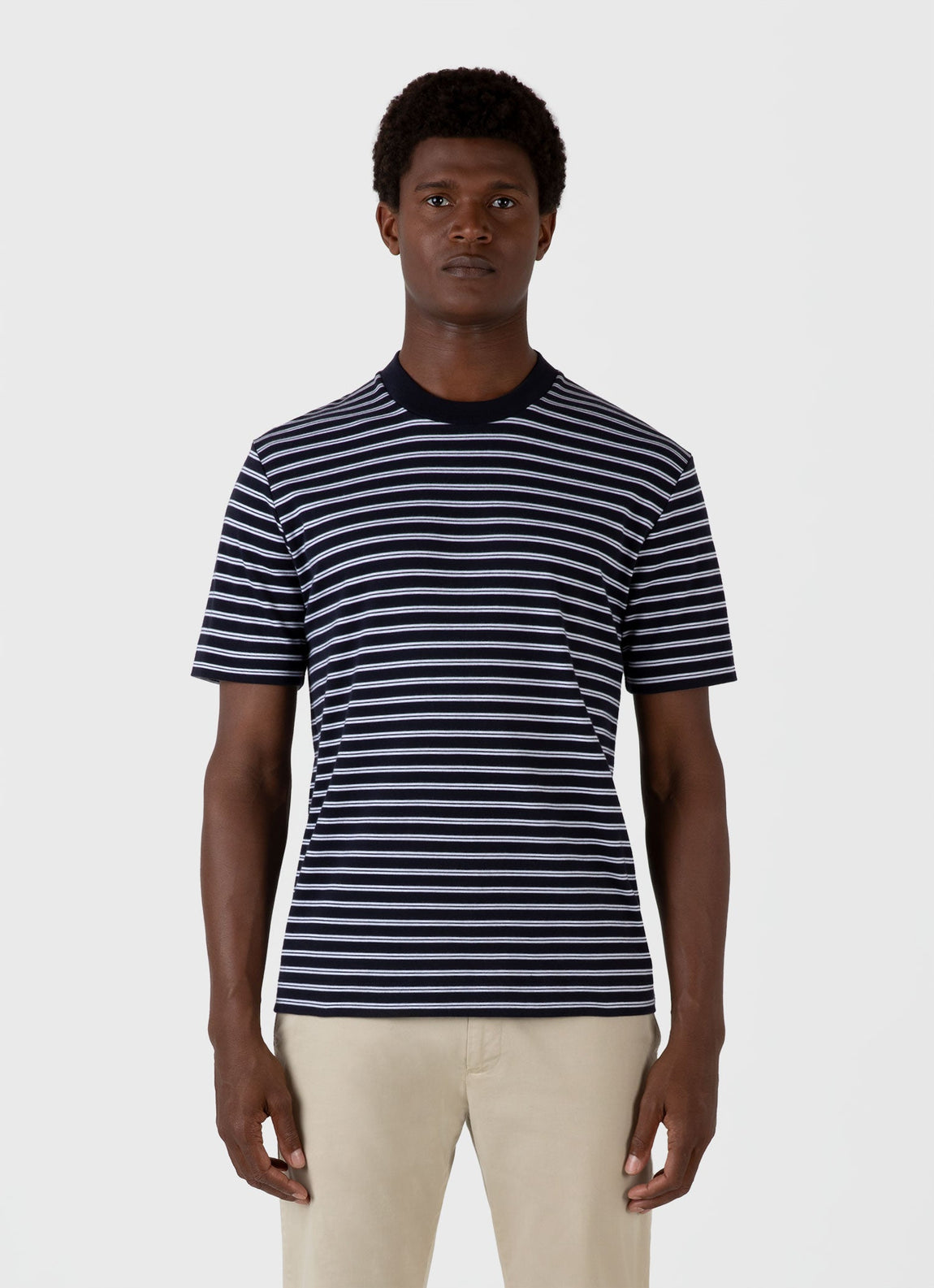 Men's Relaxed Fit Heavyweight T-shirt in Navy/White