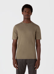 Men's Sea Island Cotton Knit T-shirt in Dark Stone