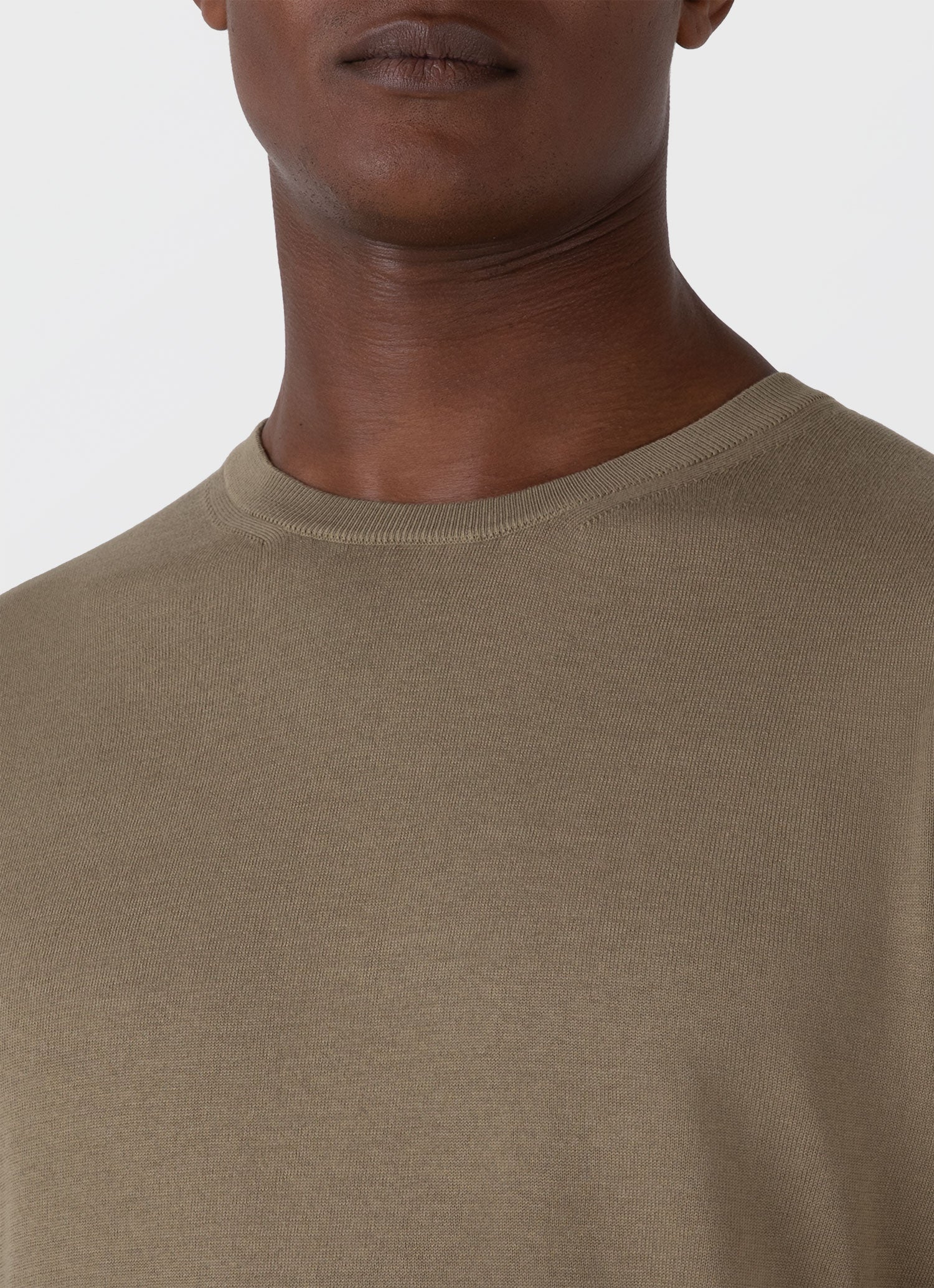 Men's Sea Island Cotton Knit T-shirt in Dark Stone