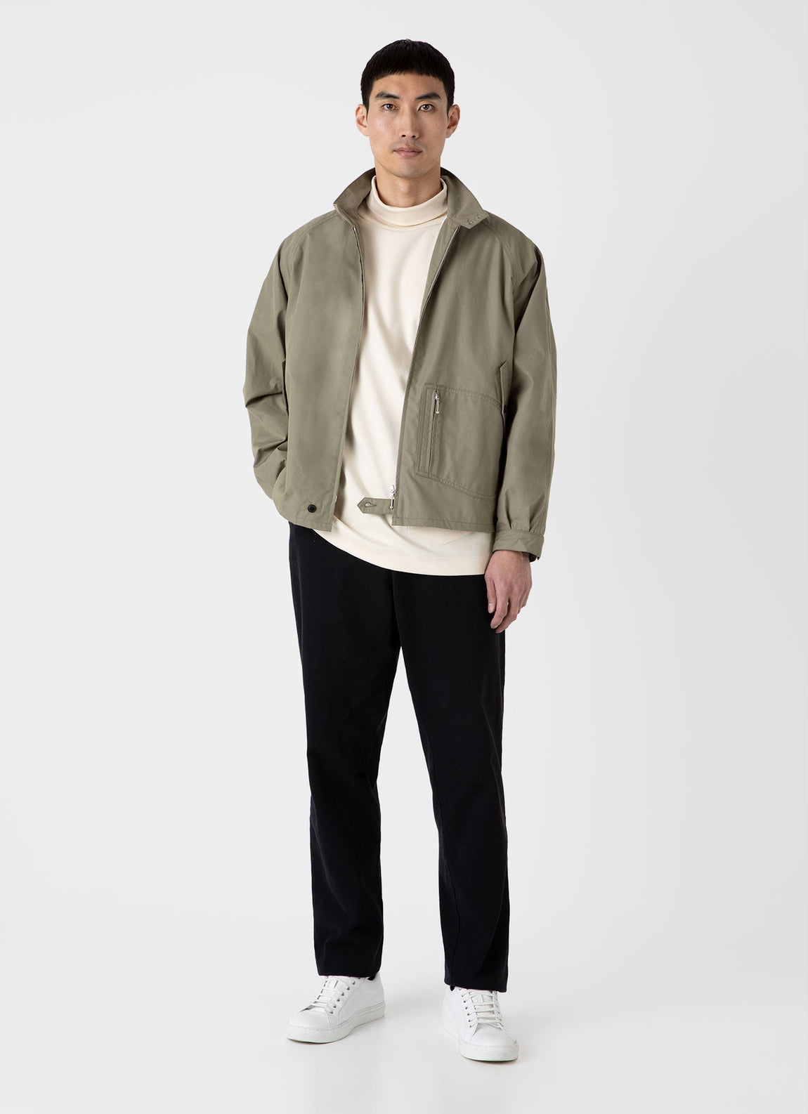 Men's Sunspel x Nigel Cabourn Carbon Brushed Roll Neck in Undyed