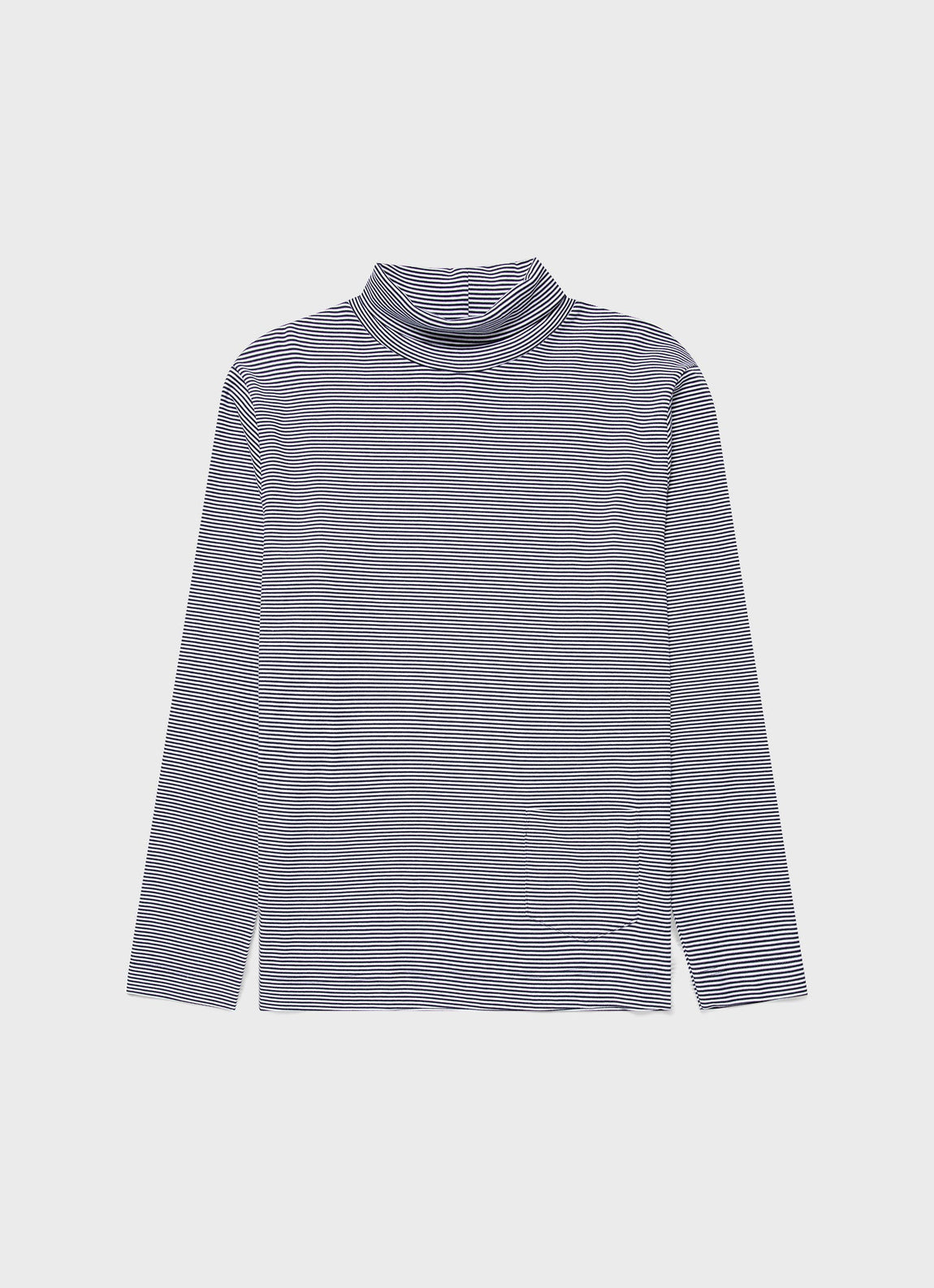 Men's Sunspel x Nigel Cabourn Carbon Brushed Roll Neck in Navy/White