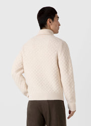 Men's WM Brown Aran Roll Neck in Ecru