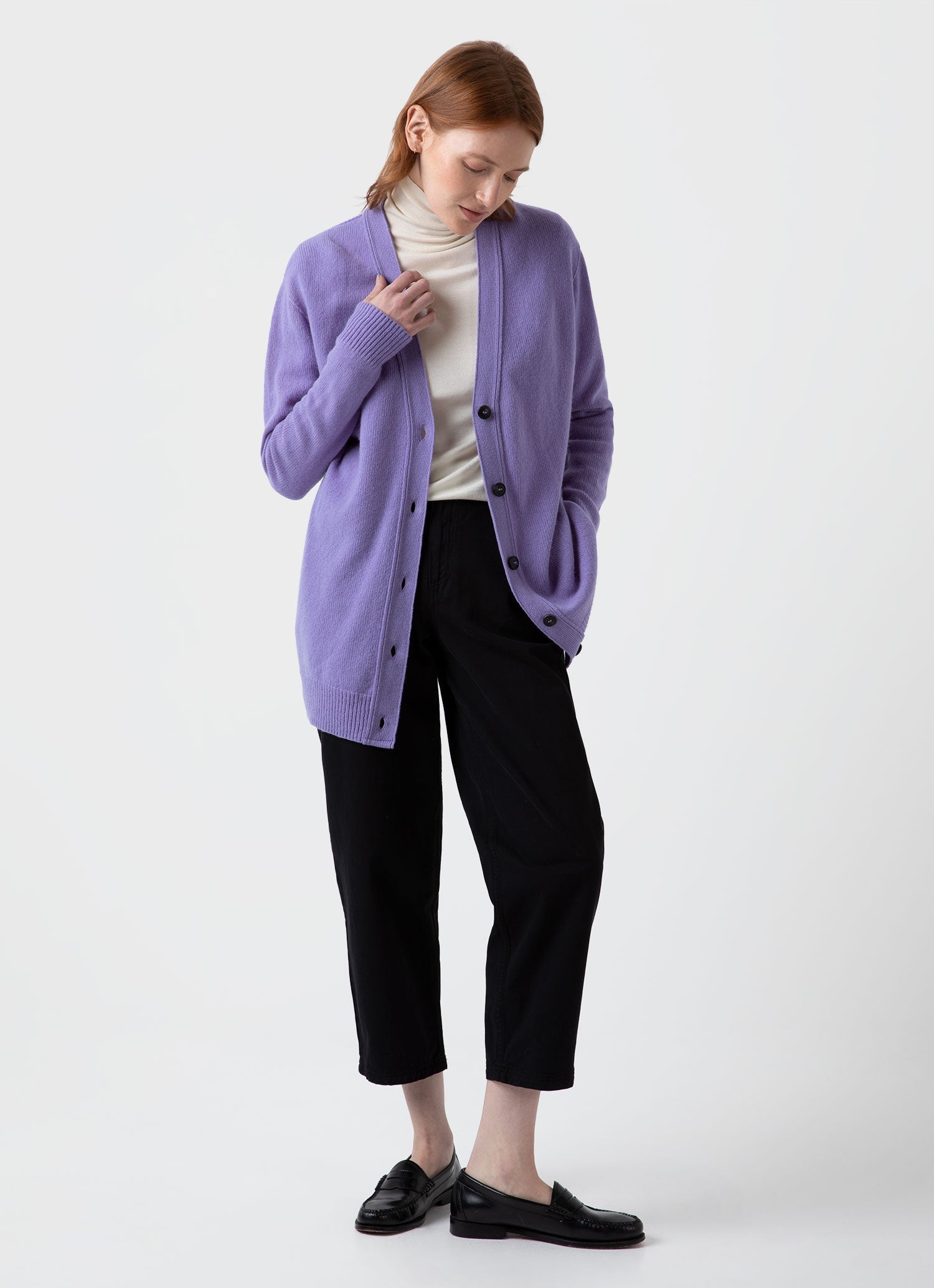 Women's Lambswool Cardigan in Heather