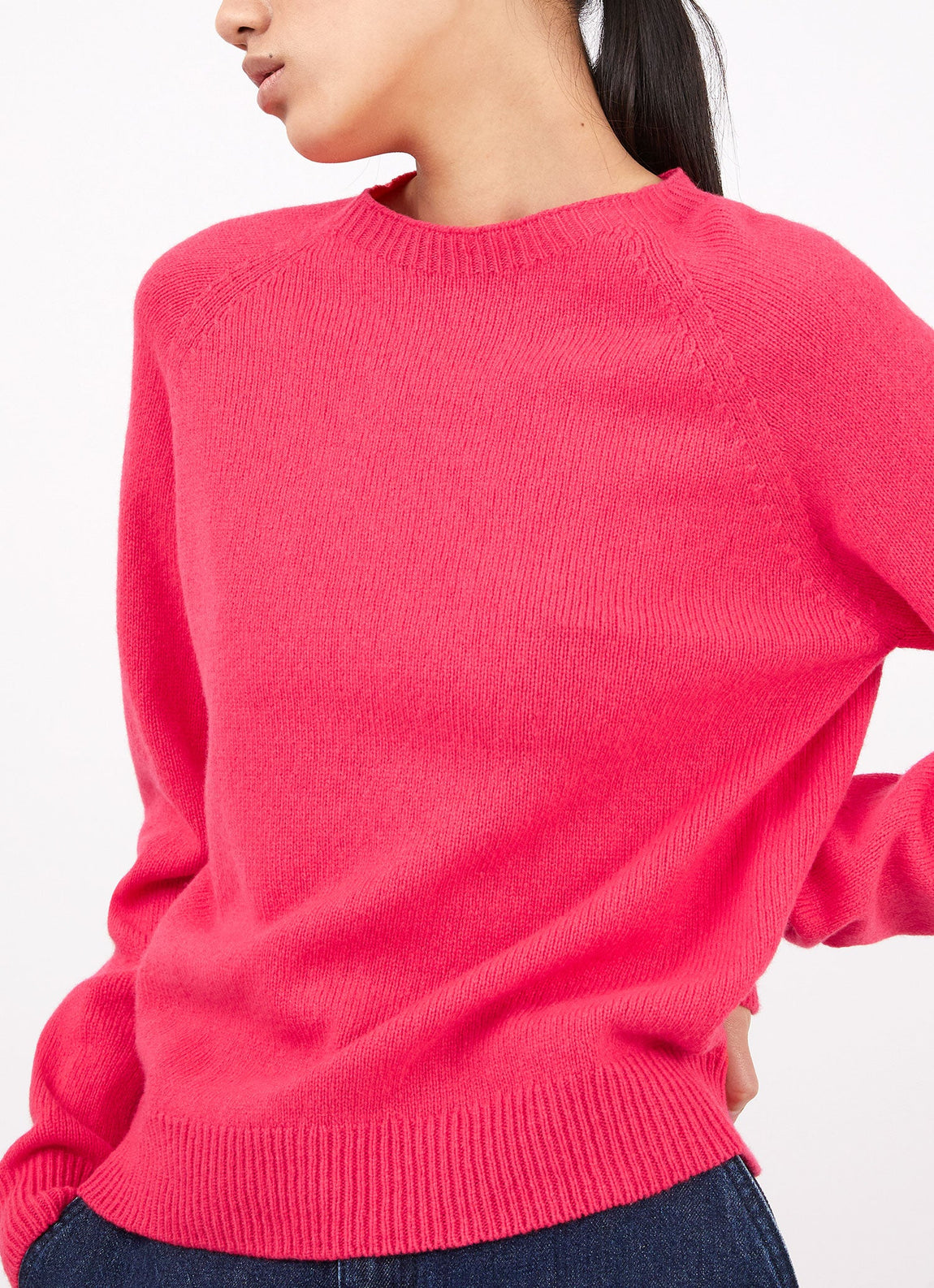 Women's Lambswool Crew Neck Jumper in Bright Pink