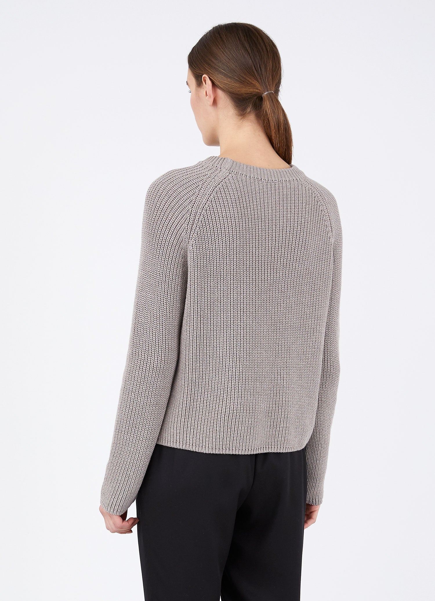 Women's Cotton Boxy Crew Neck Jumper in Oatmeal Melange