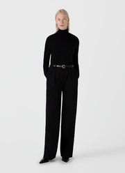 Women's Merino Silk Roll Neck Jumper in Black